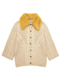 Fashion White Knitted Lapel Button-down Cardigan Coat