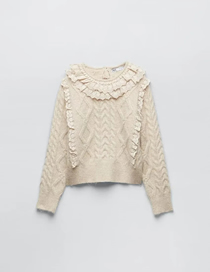 Fashion Apricot Wool Knitted Lace Sweater