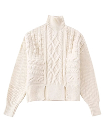 Fashion White Wool Knit Turtleneck Sweater