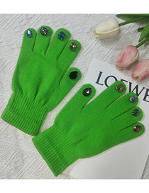 Fashion Fluorescent Green (diamond Random Color) Acrylic Diamond Geometric Nail Gloves