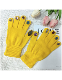 Fashion Fluorescent Yellow (diamond Random Color) Acrylic Diamond Geometric Nail Gloves