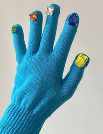 Fashion Lake Blue (diamond Random Color) Acrylic Diamond Geometric Nail Gloves