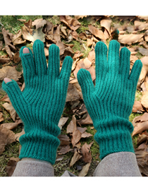 Fashion Christmas Green (upgrade) Wool Knit Touch Screen Gloves