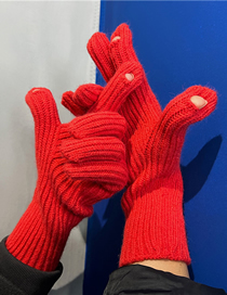 Fashion Christmas Red (regular) Wool Knit Touch Screen Gloves