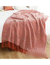 Fashion Crimson 127*220 (with Tassel Chenille Knitted Sofa Blanket