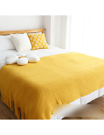 Fashion Lemon Yellow Hollow Knit Sofa Blanket