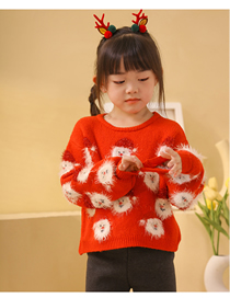 Fashion Red Christmas Jacquard Knit Kids Crew Neck Sweater