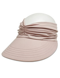 Fashion #2 Pink Cotton Polyester Pleated Wide Brim Sun Hat