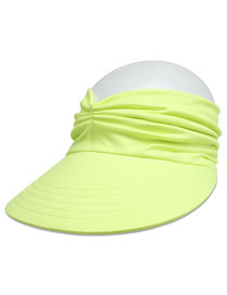 Fashion #7 Fluorescent Yellow Cotton Polyester Pleated Wide Brim Sun Hat