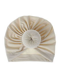 Fashion #3 Beige Cotton Polyester Knotted Pleated Beanie Hat