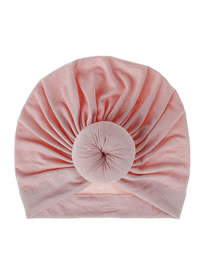 Fashion #4 Pink Cotton Polyester Knotted Pleated Beanie Hat