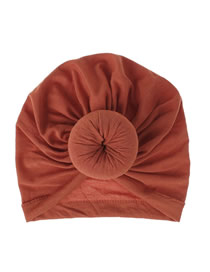 Fashion #8 Rust Red Cotton Polyester Knotted Pleated Beanie Hat