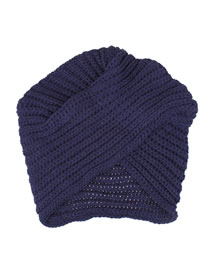 Fashion Navy Blue Cashmere-like Wool-knit Crossover Beanie