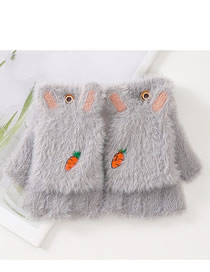 Fashion Light Gray (rabbit Ears) Cartoon Carrot Flip Gloves