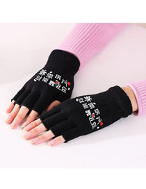 Fashion Grandpa Wants Rv Wool-knit Printed Half-finger Gloves