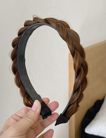 Fashion Light Brown Geometric Artificial Wig Braided Herringbone Headband