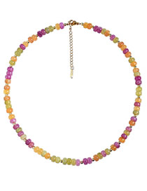 Fashion 3# Crackled Crystal Beaded Necklace