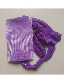 Fashion Purple Velvet Diamond Fishnet Stockings