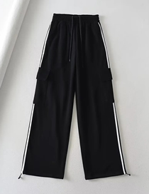Fashion Black High-waisted Three-dimensional Straight-leg Cargo Trousers