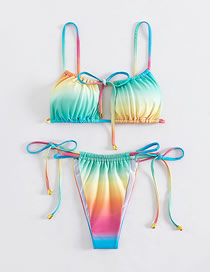 Fashion Color Gradient Lace Up One-piece Swimsuit