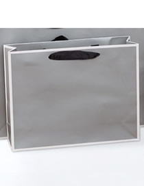 Fashion Silver Gray Bottom White Frame (horizontal) 48 Long*14 Side*35 Thick Kraft Paper Tote Bag