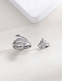 Fashion Silver Zirconia Starburst Geometric Ring Set In Copper