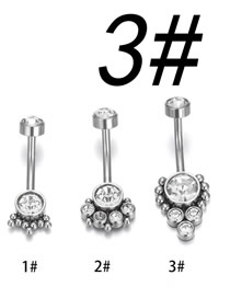 Fashion Silver 3# Pingling Ball Inlaid Navel Nails