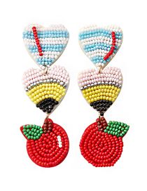 Fashion Color Weaving Rice Beads Love Pendant Earrings
