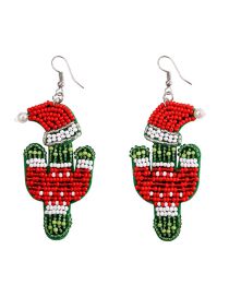 Fashion Red Mi Zhu Christmas Hat Fairy Palm Pendant Earrings