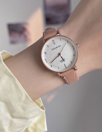 Fashion Pink Round Digital Meter Ribbon Watch (charged)