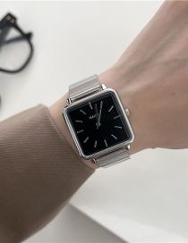 Fashion Silver+black Bamboo With Square Dial Watches (charged)