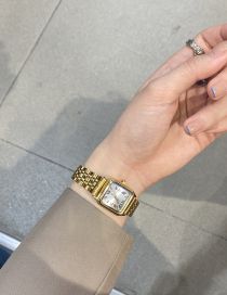 Fashion Gold Alloy Square Dial Watch (with Electronics)