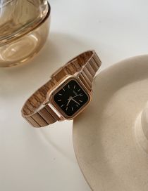 Fashion Rose Gold Black Face Alloy Square Dial Watch (with Electronics)