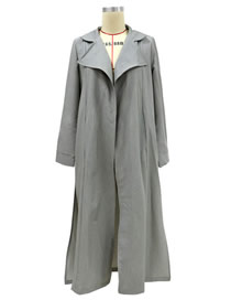 Fashion Grey Solid Color Lapel Slit Jacket