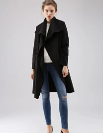 Fashion Black Solid Color Lapel Cardigan Jacket