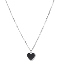 Fashion Silver 3# Titanium Steel Drop Oil Love Pendant Necklace
