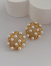 Fashion Gold 14k Gold Inlaid 形 Round Pearl Earrings