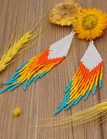 Fashion Color Bead Woven Tassel Earrings