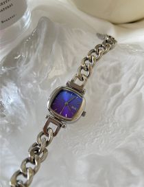 Fashion Purple Blue Metal Square Dial Watch (with Electronics)