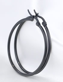 Fashion Black Stainless Steel Hoop Earrings