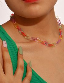Fashion Multicolor Plastic Geometric Chain Necklace