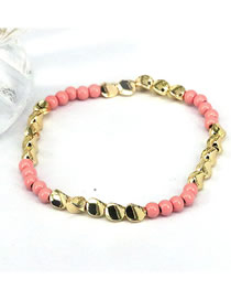 Fashion Pink Copper Bead Panel Beaded Bracelet