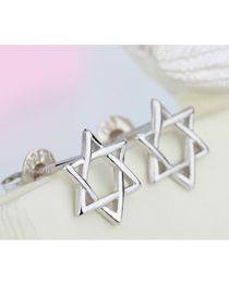 Fashion Platinum Plated Copper Pure Copper Hexagon Star Stud Earrings