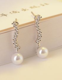 Fashion Imitation Pearls Copper And Diamond Geometric Pearl Drop Earrings