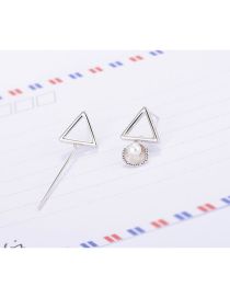 Fashion Imitation Pearls Pure Copper Triangular Asymmetrical Pearl Earrings