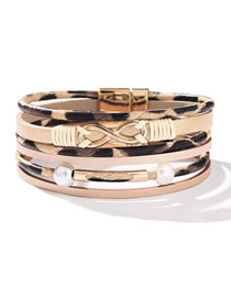 Fashion Leopard Rice Figure 8 Infinity Symbol Multiple Pu Leather Bracelets