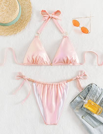 Fashion Pink Halter Neck One Piece Swimsuit