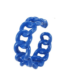 Fashion Dark Blue Alloy Hollow Chain Open Ring