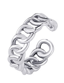 Fashion White K Alloy Hollow Chain Open Ring