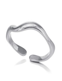 Fashion Steel Color Titanium Steel Geometric Irregular Open Ring